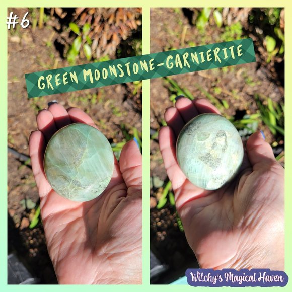 Green Moonstone Crystal Palm Stone - Picture 4 of 4